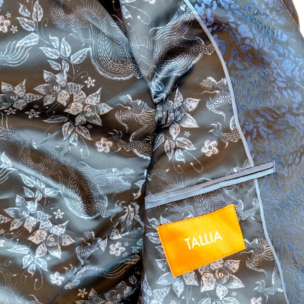 Tallia Slim Fit Leopard Jacquard Blazer Iridescent Dragon Lining Statement Party - Picture 13 of 14